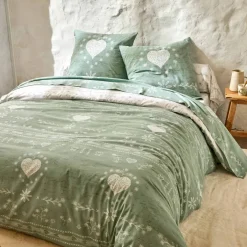 Linge de lit Anceny imprimé coeur - coton