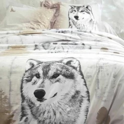 Linge de lit Artic imprimé chien-loup - coton