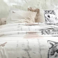 Linge de lit Artic imprimé chien-loup - coton