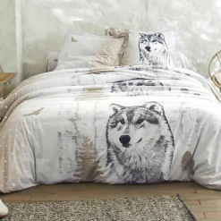 Linge de lit Artic imprimé chien-loup - coton
