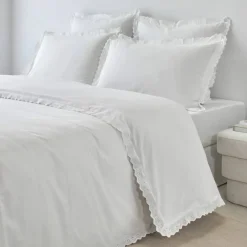 Linge de lit blanc brodé Colombine®