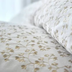 Linge de lit blanc brodé feuillage Colombine®