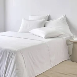 Linge de lit blanc plis plats Colombine®
