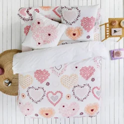 Linge de lit Candice en coton imprimé cœurs