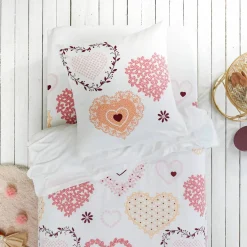 Linge de lit Candice en coton imprimé cœurs