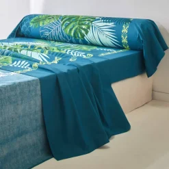 Linge de lit Cayenne en coton imprimé feuilles de palmiers