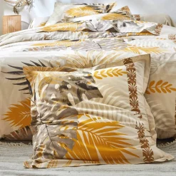 Linge de lit Cayenne en coton imprimé feuilles de palmiers