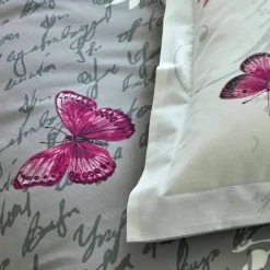 Linge de lit Célestine en coton imprimé fleurs et papillons