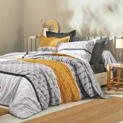 Linge de lit Eddy en coton à motifs graphiques