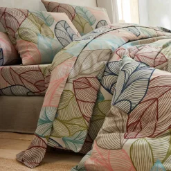 Linge de lit Elsa en polycoton à motifs feuilles
