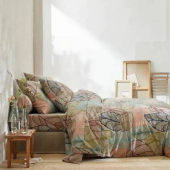Linge de lit Elsa en polycoton à motifs feuilles