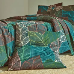Linge de lit Elsa en polycoton à motifs feuilles