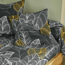 Linge de lit Elsa en polycoton à motifs feuilles