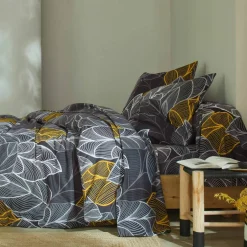 Linge de lit Elsa en polycoton à motifs feuilles