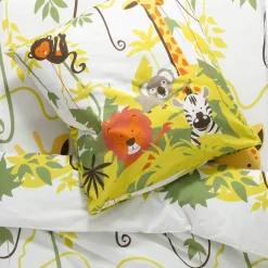 Linge de lit enfant Jungle imprimé animaux 1 personne - coton