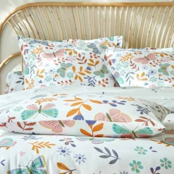 Linge de lit Envolée en coton à motifs papillons