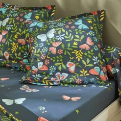 Linge de lit Envolée en coton à motifs papillons