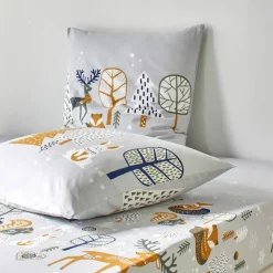 Linge de lit Forêt, en coton imprimé