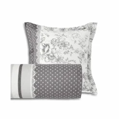 Linge de lit Gabrielle flanelle, imprimé fleurs et dentelle