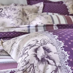 Linge de lit Gabrielle flanelle, imprimé fleurs et dentelle