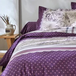 Linge de lit Gabrielle flanelle, imprimé fleurs et dentelle