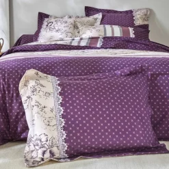 Linge de lit Gabrielle flanelle, imprimé fleurs et dentelle