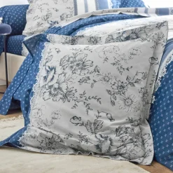 Linge de lit Gabrielle flanelle, imprimé fleurs et dentelle