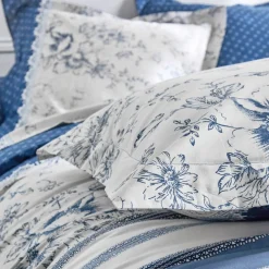 Linge de lit Gabrielle flanelle, imprimé fleurs et dentelle
