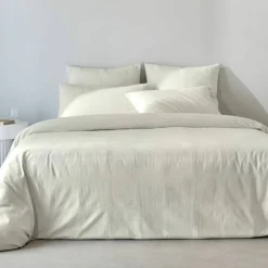 Linge de lit gaufré en coton uni