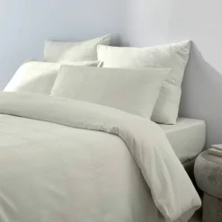 Linge de lit gaufré en coton uni