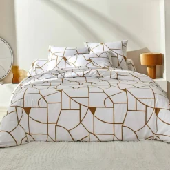 Linge de lit Geoffroy en coton à motifs graphiques