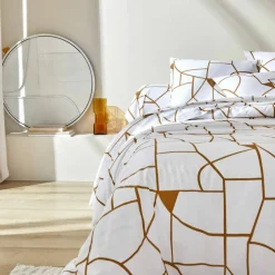 Linge de lit Geoffroy en coton à motifs graphiques