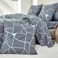 Linge de lit Geoffroy en coton à motifs graphiques