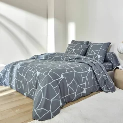 Linge de lit Geoffroy en coton à motifs graphiques
