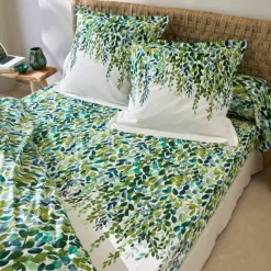 Linge de lit Léonie en coton imprimé végétal