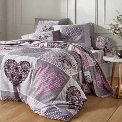 Linge de lit Lovely en coton imprimé coeurs