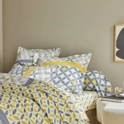 Linge de lit Marlow en coton motifs géométriques