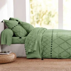 Linge de lit Massaï coton à motifs graphiques et finitions pompons