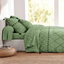 Linge de lit Massaï coton à motifs graphiques et finitions pompons