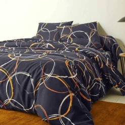 Linge de lit Noémie en polyester-coton imprimé cercles