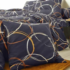 Linge de lit Noémie en polyester-coton imprimé cercles