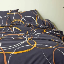 Linge de lit Noémie en polyester-coton imprimé cercles