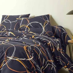 Linge de lit Noémie en polyester-coton imprimé cercles