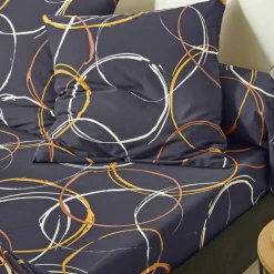 Linge de lit Noémie en polyester-coton imprimé cercles