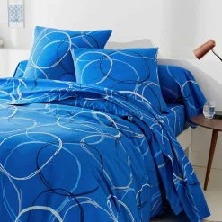 Linge de lit Noémie en polyester-coton imprimé cercles