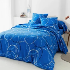 Linge de lit Noémie en polyester-coton imprimé cercles