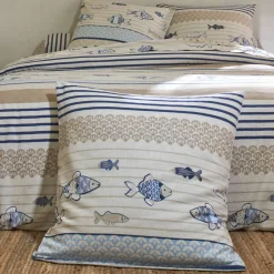 Linge de lit Riviera en coton imprimé poissons