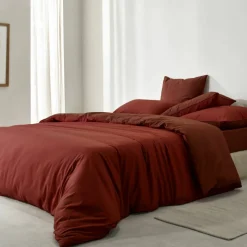 Linge de lit uni bicolore - coton 57 fils/cm²
