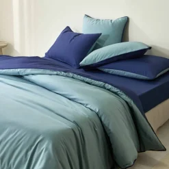 Linge de lit uni bicolore - coton 57 fils/cm²