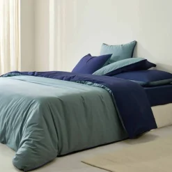 Linge de lit uni bicolore - coton 57 fils/cm²